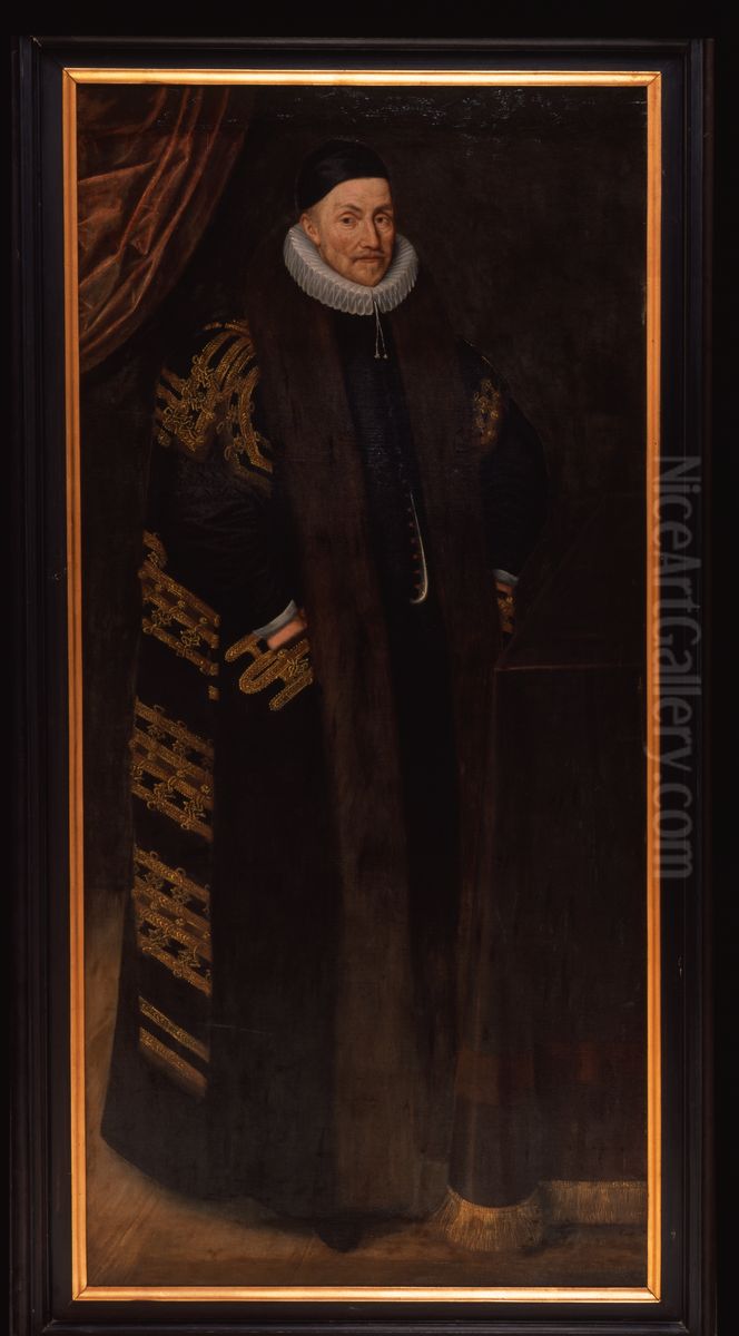 Portret van Willem van Oranje, stichter van de Leidse Universiteit en stadhouder Oil Painting by Daniel van den Queborn