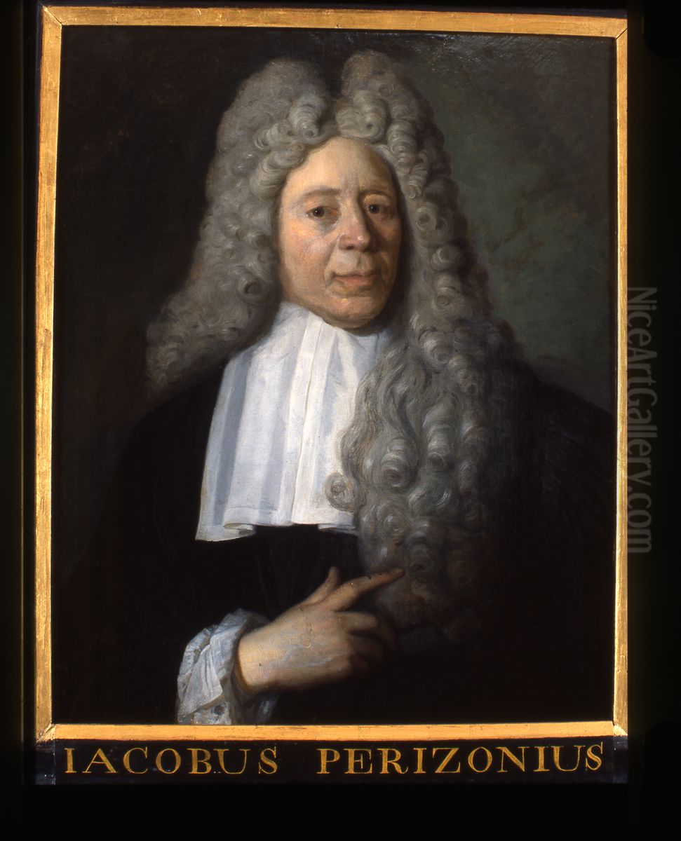 Portrett van Jacobus Perizonius, hoogleraar Historie, Grieks en Welsprekendheid te Leiden Oil Painting by Carel de Moor