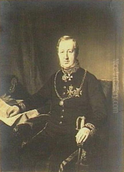 Portrait of Johan Frederic Hoffman (1791-1870) Oil Painting by Robert van Eijsden