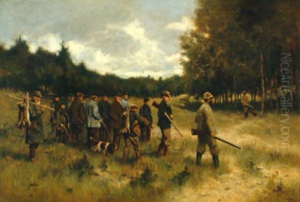 Jachtpartij op den Treek/Leusderhei Oil Painting by Johannes Cornelis van Essen