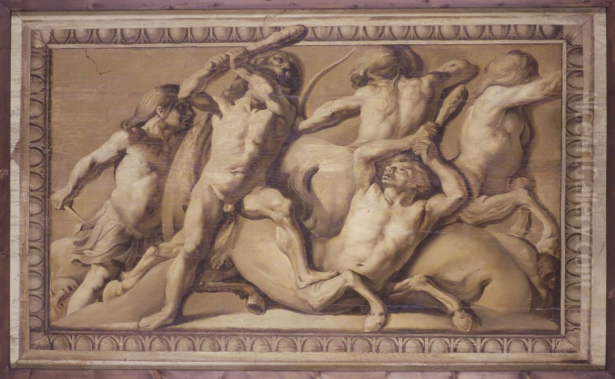 Hercules verslaat de centauren Oil Painting by Jacob van Campen