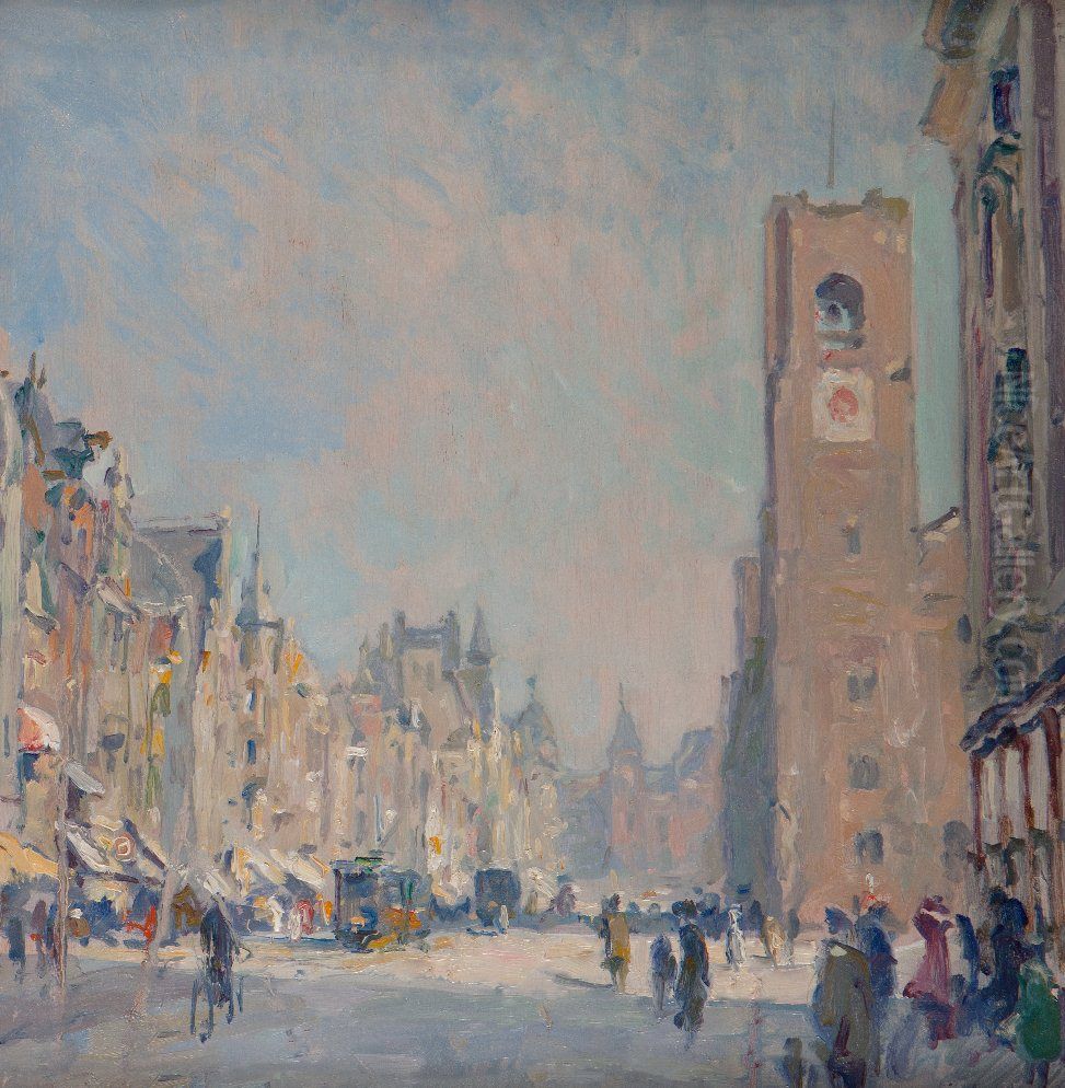 Amsterdam (Damrak) Oil Painting by Hendrik Jan Wolter