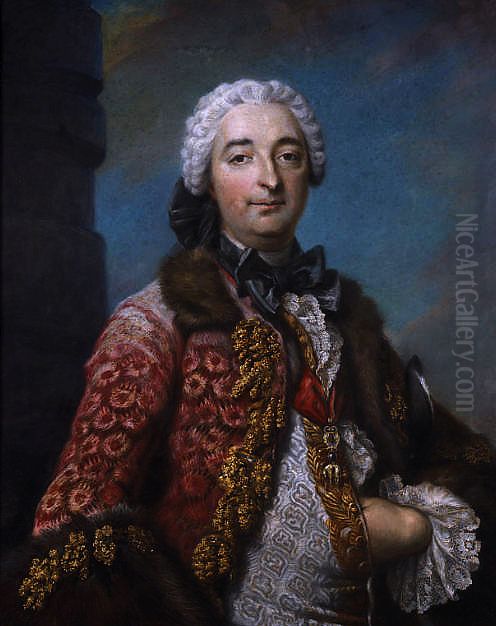 Portrait ofHonore Armand de Villars(1702-1770) Oil Painting by Maurice Quentin de La Tour