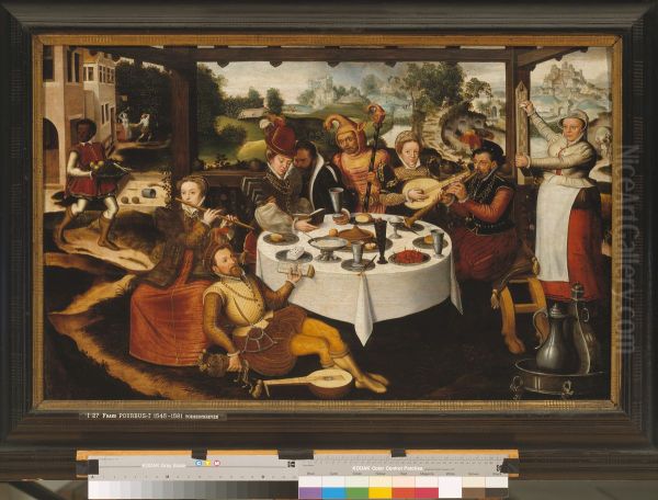 The Prodigal son wasting his money Oil Painting by Frans Pourbus the Elder