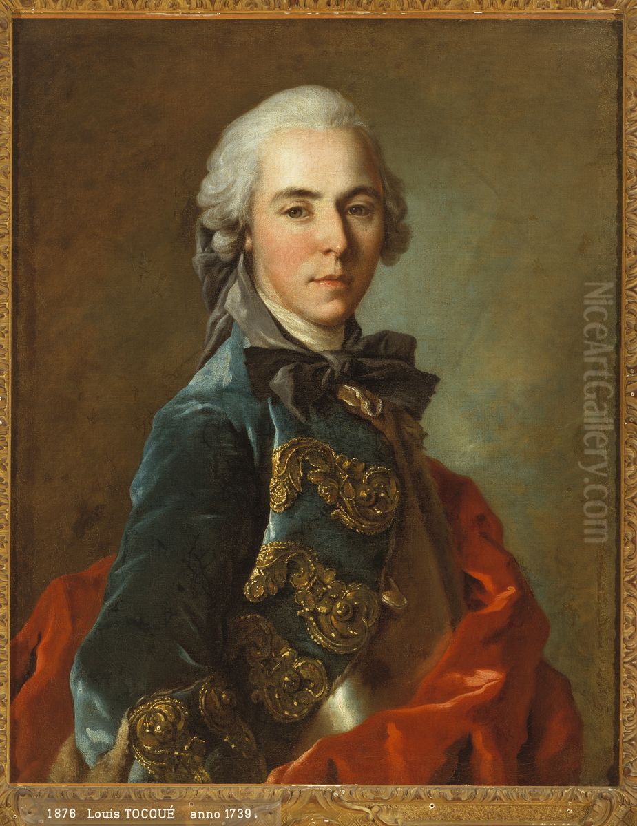 Portret van een jong officier Oil Painting by Louis Tocque