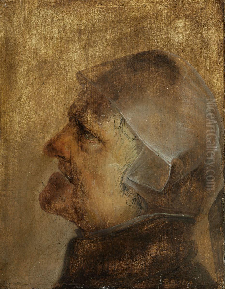 Portrait of an old woman with a light head shawl Oil Painting by Jan van de Venne
