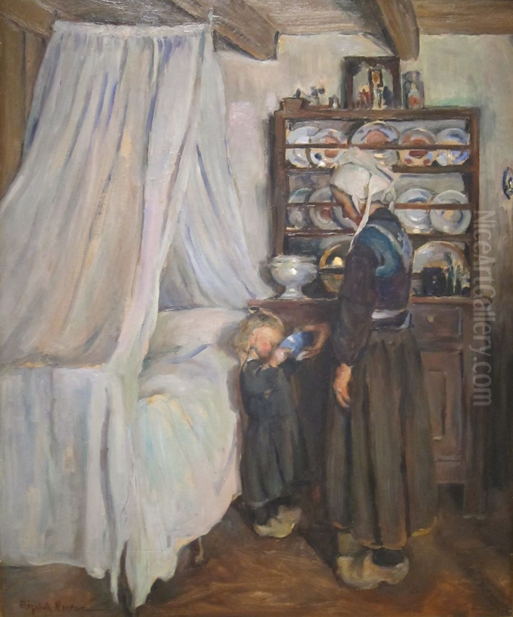Breton Interior Oil Painting by Elizabeth Nourse