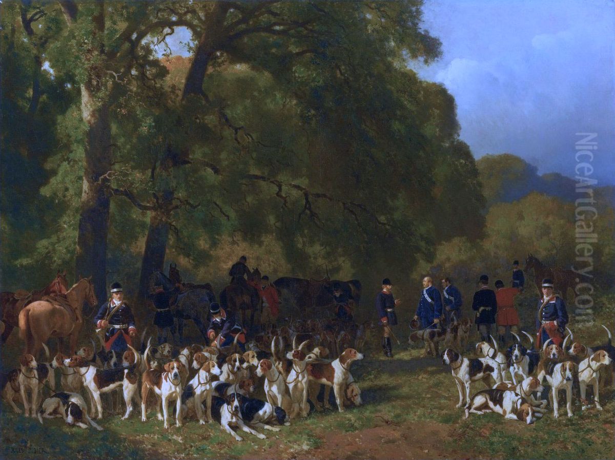 Departure for the Hunt Oil Painting by Jules Didier