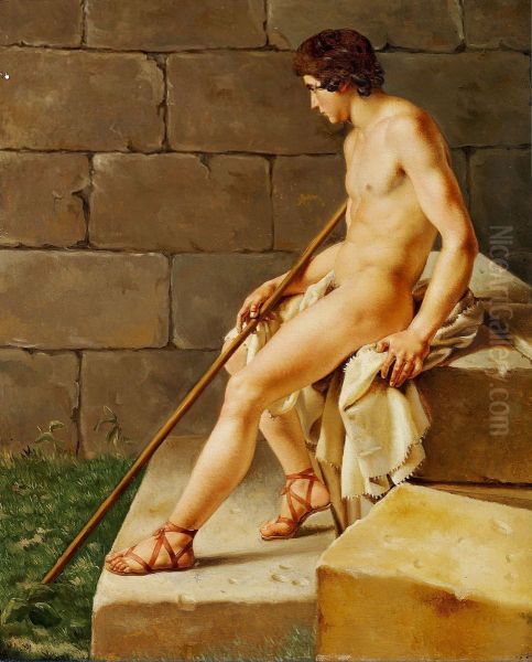 Seated Young Man Oil Painting by Christoffer Wilhelm Eckersberg