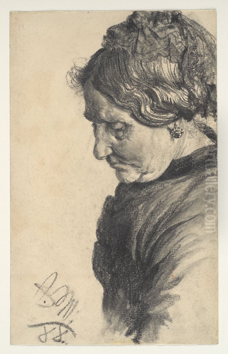 Study of a Woman Oil Painting by Adolph von Menzel