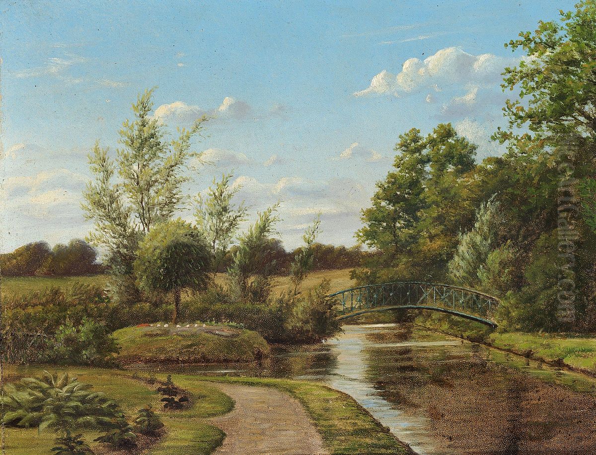 The garden at Brede on a summer day. Oil Painting by Niels Gronbek Rademacher