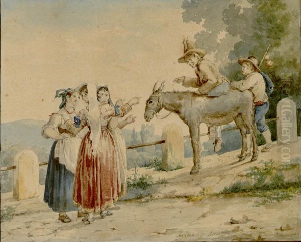 The Miller, His Son, and the Donkey Oil Painting by Hortense Haudebourt-Lescot