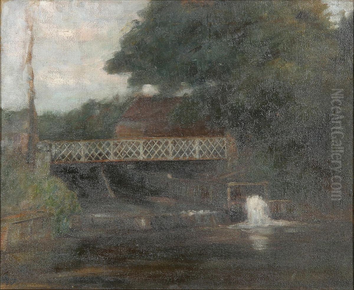 A river landscape. Oil Painting by Herman Vedel