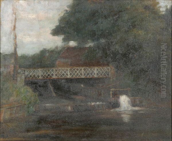 A river landscape. Oil Painting by Herman Vedel