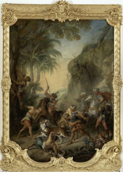 Chasse aux leopards ou Chasse au tigre Oil Painting by Nicolas Lancret