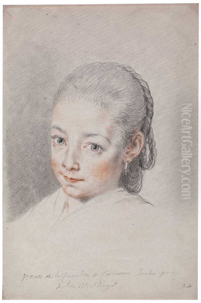 Study of a Girl's Head Oil Painting by Anna Maria Mengs