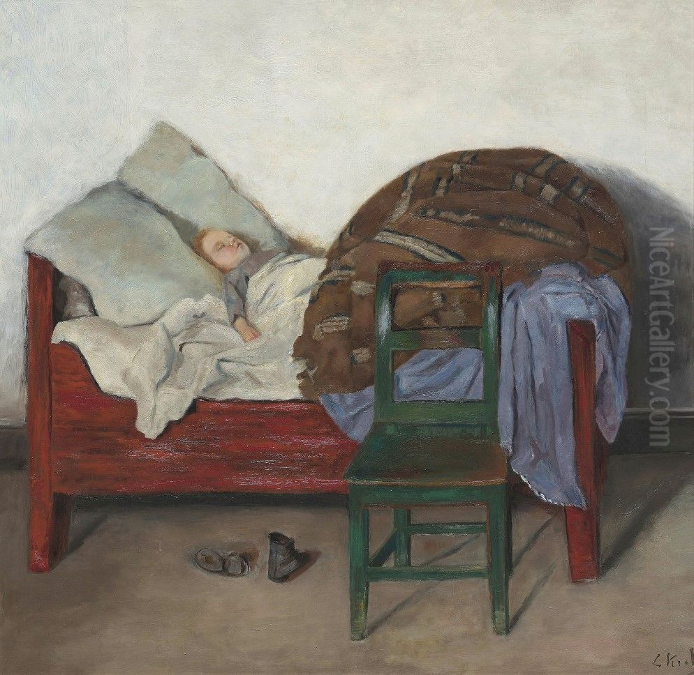 Sovende barn, Maren Sofie Gaihede Oil Painting by Christian Krohg