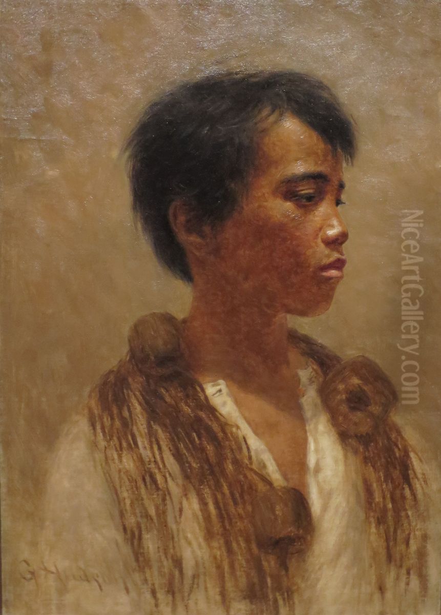 Boys Head Oil Painting by Grace Hudson