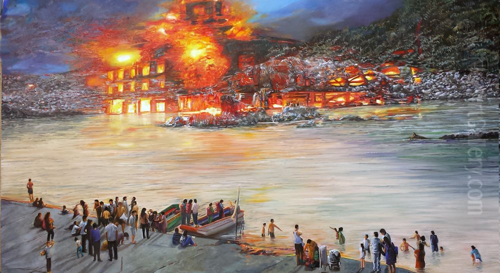 Refugies Oil Painting by Nurit Shany
