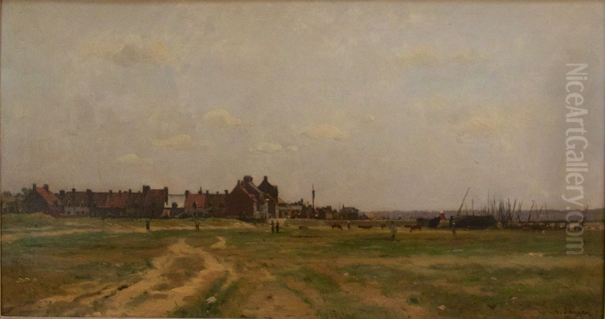 Vue d'Etaples Oil Painting by Adrien Jacques Sauzay