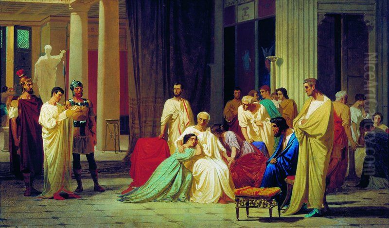 Reading the Death Sentence to Thrasea Paetus Oil Painting by Fyodor Bronnikov