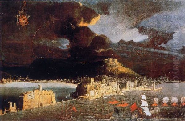 Vedute of Naples at the Sea Oil Painting by Didier Barra