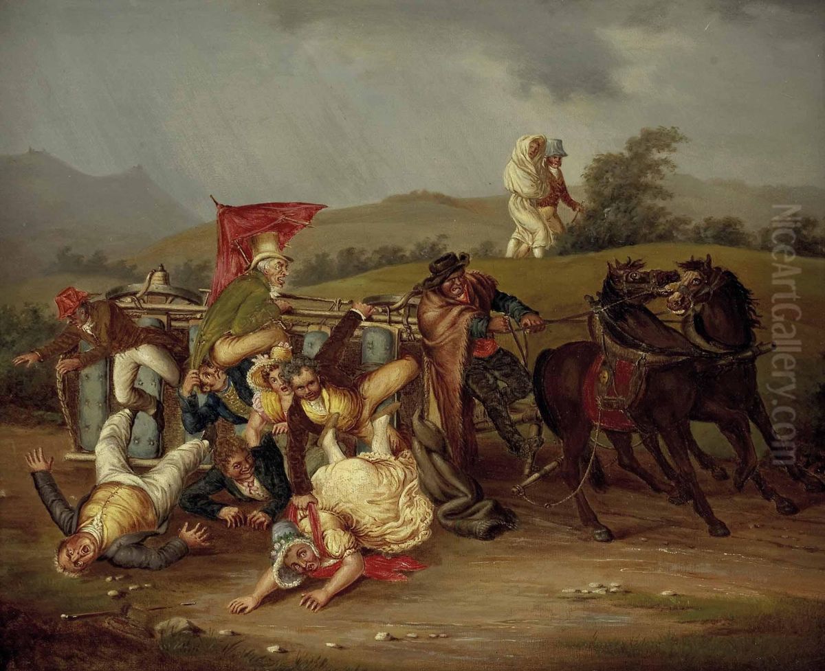 Die verungluckte Kutschenfahrt Oil Painting by Unidentified painter