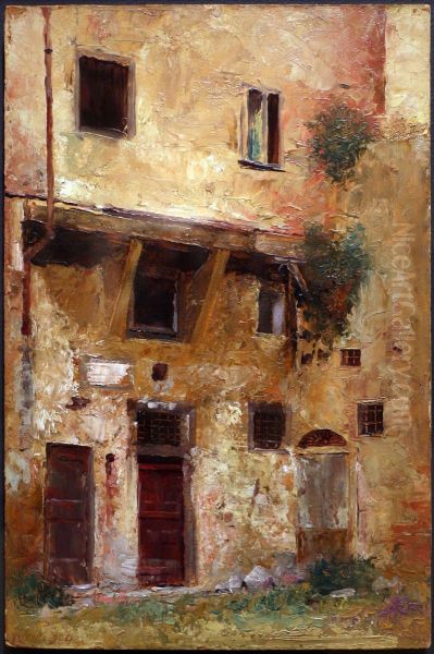 vecchie case in piazza davanzati a firenze Oil Painting by Palazzo Buonaccorsi 20th century art collection