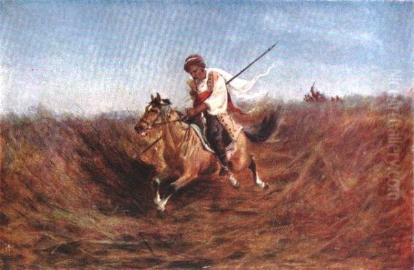 Kurdish cavalryman Oil Painting by Gigo Gabashvili