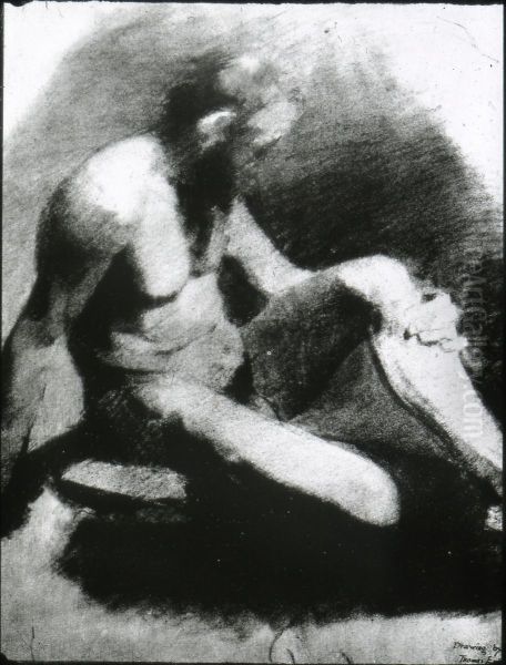 Nude man with beard Oil Painting by Thomas Eakins