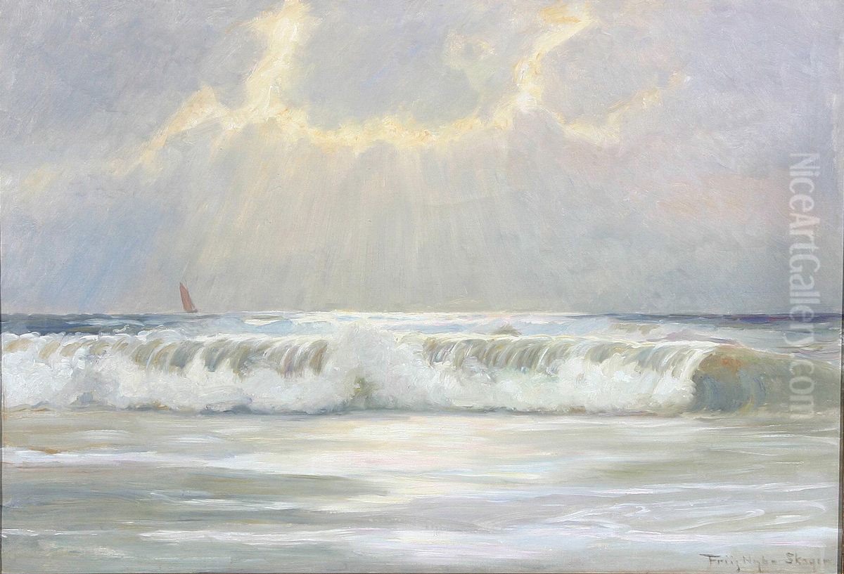 Breaking waves, Skagen. Oil Painting by Poul Friis Nybo