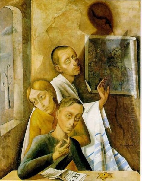 Group of three people Oil Painting by Felix Nussbaum