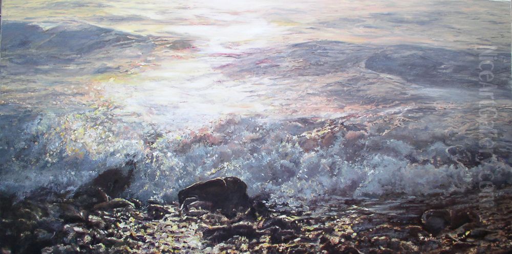A Golden Trail Oil Painting by Nurit Shany