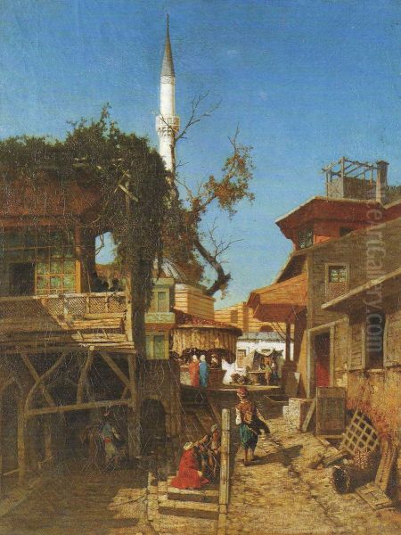 Carrefour de Sainte-Sophie a Constantinople. Oil Painting by Fabius Brest