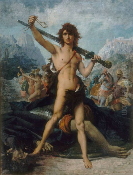 David Triomphant Oil Painting by Jules-Elie Delaunay