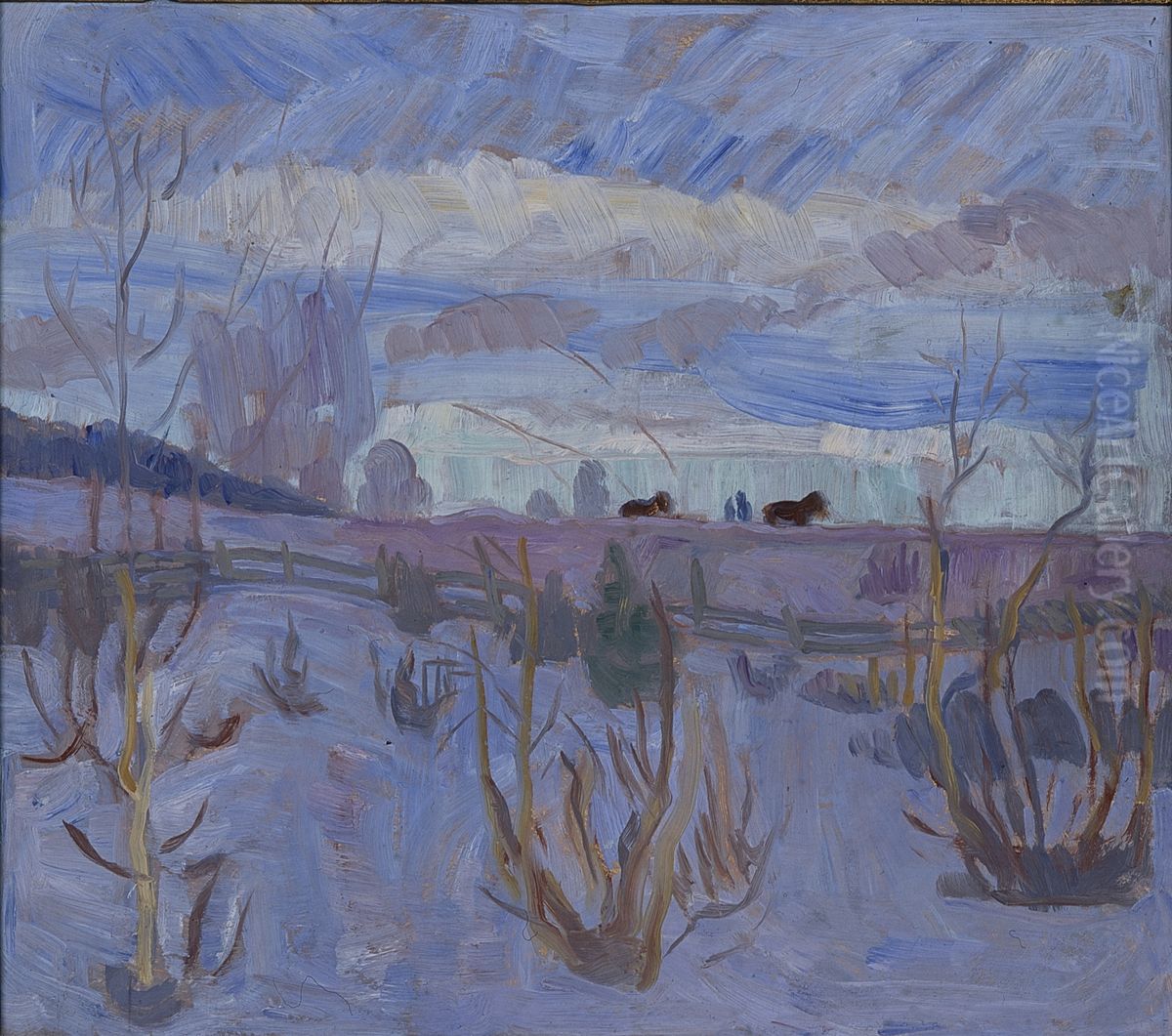 Horses in snow Oil Painting by Thorvald Erichsen Horses in snow Oil Painting by Thorvald Erichsen