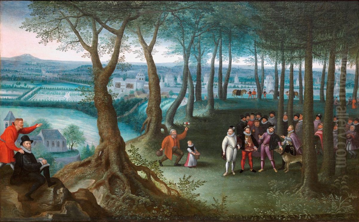 Kaiserlicher Waldspaziergang mit dem Neugebaude Oil Painting by Lucas van Valckenborch