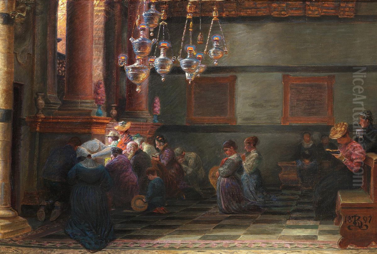 A sermon in the cathedral of Siena. Oil Painting by Kristian Zahrtmann