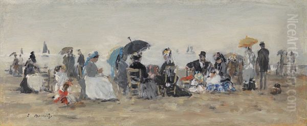 Trouville, Strandszene Oil Painting by Eugene Louis Boudin