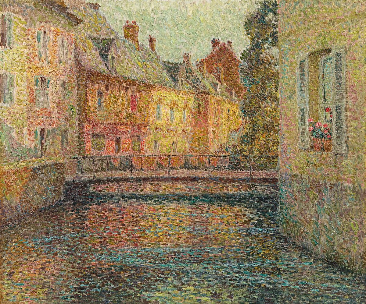 Le canal, soleil, Gisors Oil Painting by Henri Le Sidaner