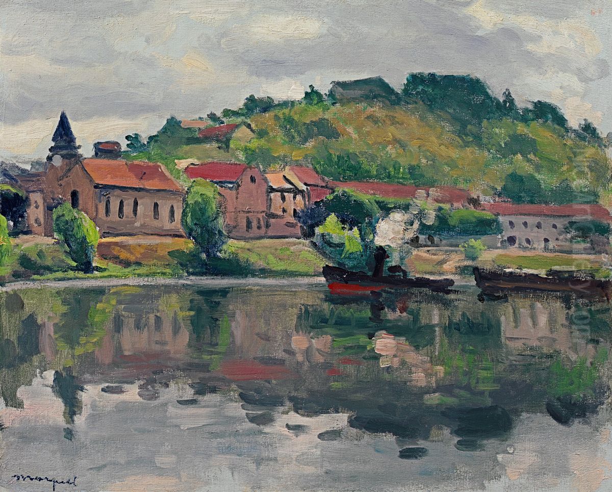 L'eglise et le village de la Frette Oil Painting by Albert Marquet