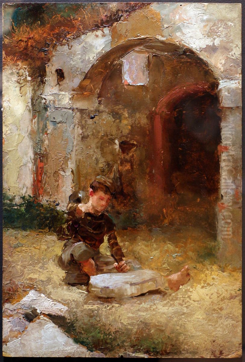 demolizioni in piazza davanzati a firenze Oil Painting by Gualtiero Baynes