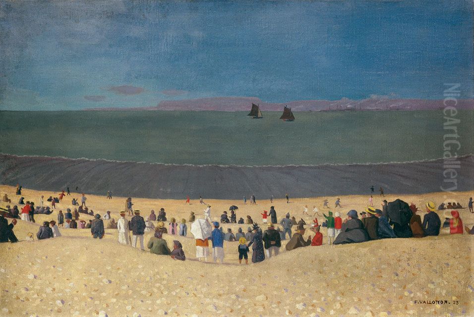 La plage a Honfleur Oil Painting by Felix Vallotton