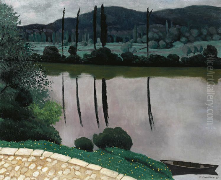 La Dordogne a Vitrac Oil Painting by Felix Vallotton