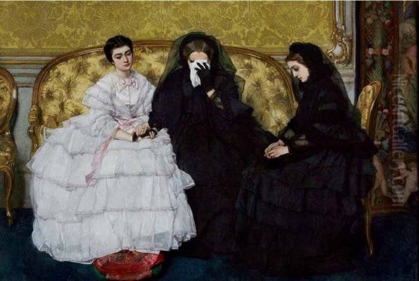 la consolazione, o visita di condoglianze Oil Painting by Alfred Stevens