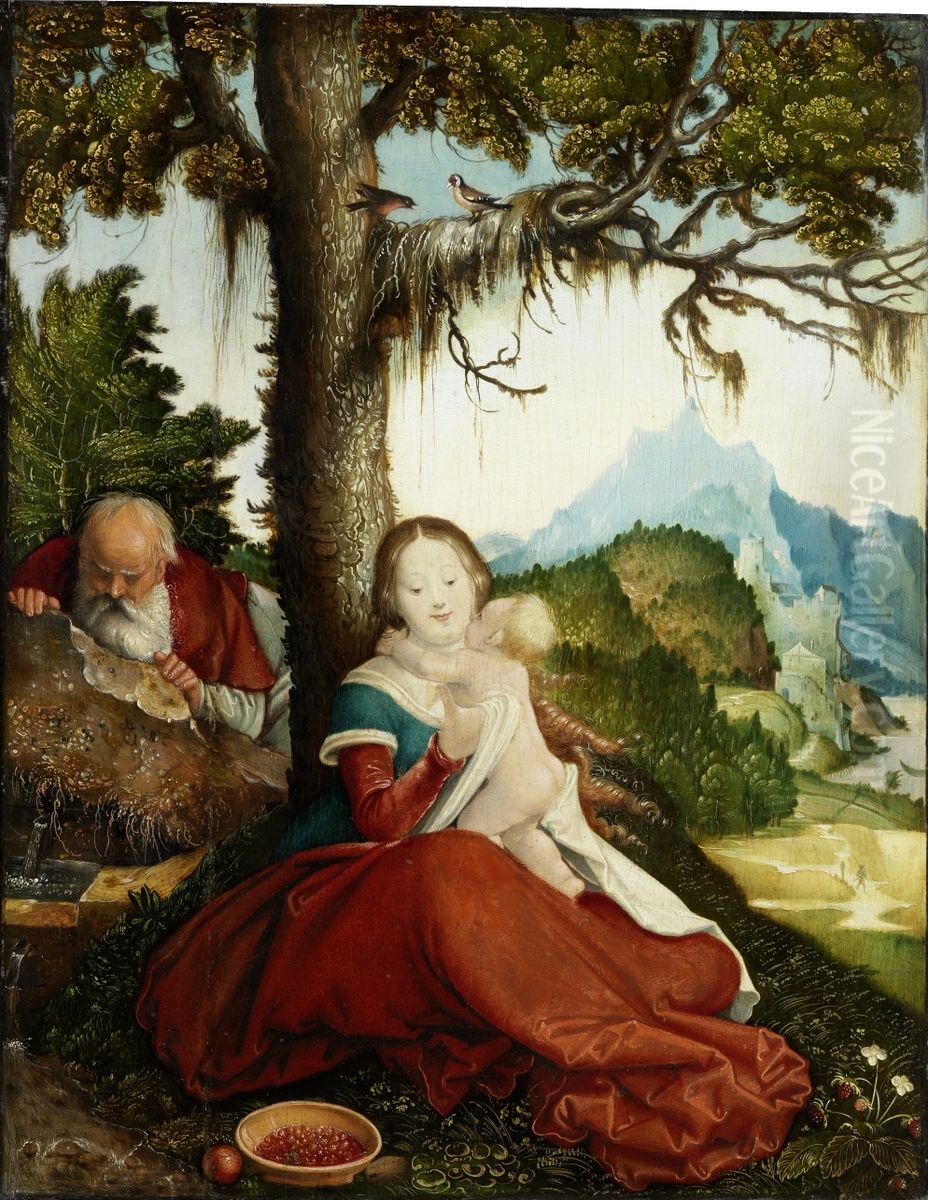 Ruhe auf der Flucht der heiligen Familie nach Agypten Oil Painting by Hans Baldung Grien