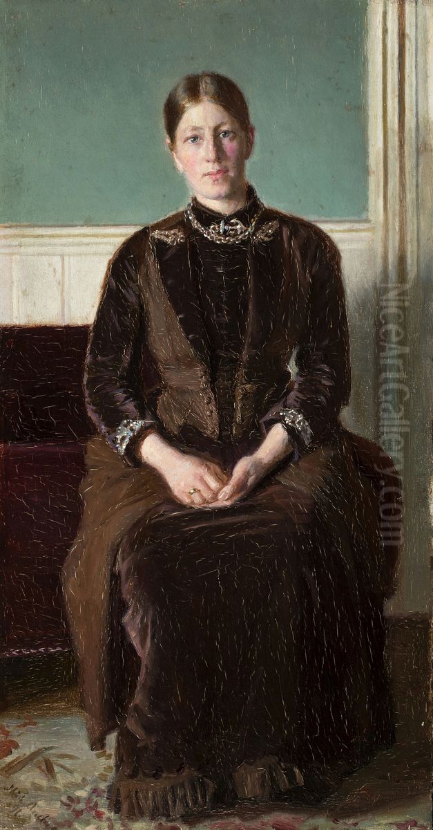 Anna Ancher seated in the North Room. Oil Painting by Michael Peter Ancher