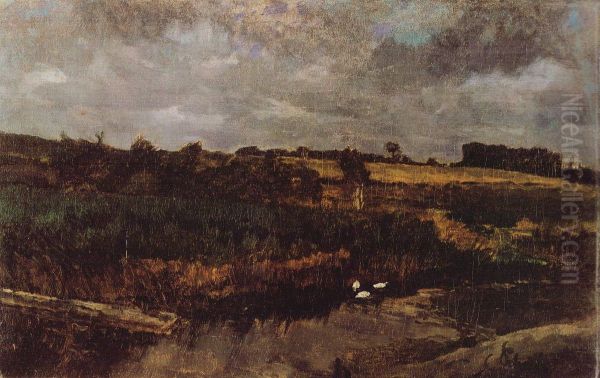 Thunderstorm mood at Ferch Oil Painting by Carl Schuch