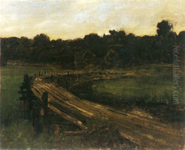 Bridge at Ferch Oil Painting by Carl Schuch