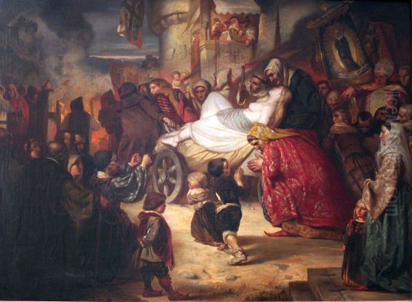 Young witch is led to the stake. Oil Painting by Anselm Friedrich Feuerbach
